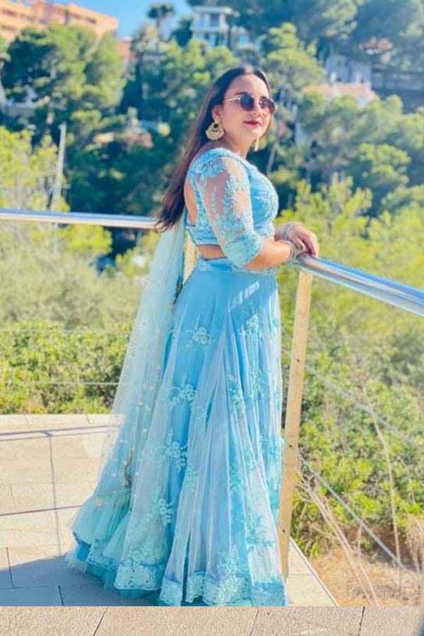 Adorable Sky Blue Lehenga Choli For Bride